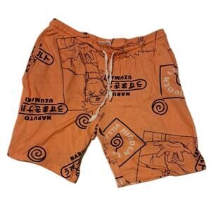 Naruto Uzumaki Men’s XL Orange Sleep Shorts Elastic Waist Tie 2 Pockets Anime